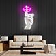 Hand mit Lippen und Fingerzeichen LED-Neonschild für Wohnzimmer Bar