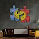 Puzzle mit Smiley und traurigem Gesicht LED-Neonschild Wohnzimmer Büro