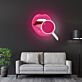 Lippen mit Lutscher LED-Neonschild für Bar und Wohnzimmer