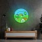 Landschaft mit Häusern und Hügeln LED-Neonschild Wohnzimmer Büro