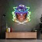 Gorilla mit Helm als LED-Neonschild