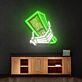Skelett Hand mit Geldscheinen LED-Neonschild Home Office