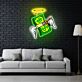 Geldscheine mit Flügeln und Heiligenschein LED-Neonschild Home Office Studio