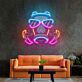 Gasmaske mit Sonnenbrille als LED-Neonschild