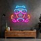 Gasmaske mit Sonnenbrille als LED-Neonschild