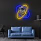 Antikes Skulpturgesicht mit Neonringen LED-Neonschild Wohnzimmer Kunstgalerie