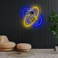 Antikes Skulpturgesicht mit Neonringen LED-Neonschild Wohnzimmer Kunstgalerie