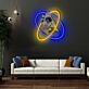 Antikes Skulpturgesicht mit Neonringen LED-Neonschild Wohnzimmer Kunstgalerie