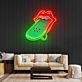 Mund mit herausgestreckter Zunge und Wassermelonenstück LED-Neonschild für Wohnzimmer oder Bar