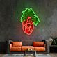Herz mit Palmenblättern LED-Neonschild Wohnzimmer Studio