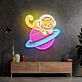 Katze im Astronautenanzug auf Saturn LED-Neonschild Wohnzimmer Kinderzimmer