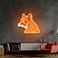 Französische Bulldogge mit Knochen LED-Neonschild Wohnzimmer