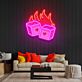 brennende Würfel mit Herzsymbol LED-Neonschild für Bar und Spielzimmer