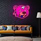 Comic Bärenkopf mit Pflaster und Zunge LED-Neonschild Gamingzimmer Jugendzimmer