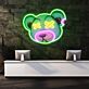 Bärengesicht mit gekreuzten Augen LED-Neonschild Gaming Zimmer Wohnzimmer