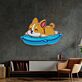 schlafender Corgi auf Kissen LED-Neonschild Wohnzimmer Kinderzimmer