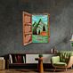 Berglandschaft mit Zelt und offenem Fenster LED-Neonschild Wohnzimmer Campingplatz