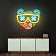 Bärengesicht mit Sonnenbrille und Comicstil LED-Neonschild Wohnzimmer Gamingzimmer