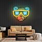 Bärengesicht mit Sonnenbrille und Comicstil LED-Neonschild Wohnzimmer Gamingzimmer