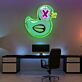 Comic-Ente mit X-Auge LED-Neonschild für Home Office