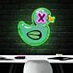 Comic-Ente mit X-Auge LED-Neonschild für Home Office