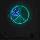 Friedenszeichen mit Hanfblatt LED-Neonschild Bar Club