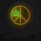 Friedenszeichen mit Hanfblatt LED-Neonschild Bar Club