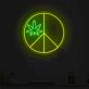 Friedenszeichen mit Hanfblatt LED-Neonschild Bar Club