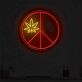 Friedenszeichen mit Hanfblatt LED-Neonschild Bar Club