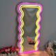 Wellenrahmen Spiegel LED-Neonschild für Wohnzimmer Schlafzimmer