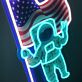 Astronaut mit US-Flagge LED-Neonschild Gaming Bar