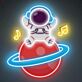 Astronaut auf Planet mit Musiknoten LED-Neonschild mit UV-Druck für Kinderzimmer Wohnzimmer