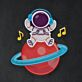 Astronaut auf Planet mit Musiknoten LED-Neonschild mit UV-Druck für Kinderzimmer Wohnzimmer