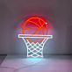 Basketballkorb mit Ball LED-Neonschild Sportzimmer Bar