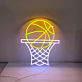 Basketballkorb mit Ball LED-Neonschild Sportzimmer Bar