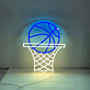 Basketballkorb mit Ball LED-Neonschild Sportzimmer Bar
