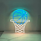 Basketballkorb mit Ball LED-Neonschild Sportzimmer Bar