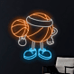Basketball Neon LED Wandlicht im Cartoon-Stil
