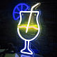 Cocktailglas mit Zitronenscheibe und Strohhalm LED-Neonschild für Bar Club