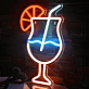 Cocktailglas mit Zitronenscheibe und Strohhalm LED-Neonschild für Bar Club