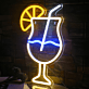 Cocktailglas mit Zitronenscheibe und Strohhalm LED-Neonschild für Bar Club