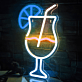 Cocktailglas mit Zitronenscheibe und Strohhalm LED-Neonschild für Bar Club