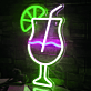 Cocktailglas mit Zitronenscheibe und Strohhalm LED-Neonschild für Bar Club