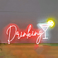Cocktailglas mit Zitronenscheibe LED Neonschild für Bar und Club