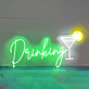 Cocktailglas mit Zitronenscheibe LED Neonschild für Bar und Club
