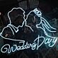 Wedding Day Neon LED Schild Brautpaar Silhouette