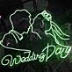 Wedding Day Neon LED Schild Brautpaar Silhouette