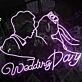 Wedding Day Neon LED Schild Brautpaar Silhouette
