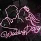 Wedding Day Neon LED Schild Brautpaar Silhouette
