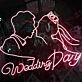 Wedding Day Neon LED Schild Brautpaar Silhouette